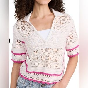 SAYLOR Pink and Cream V-Neck Sweater